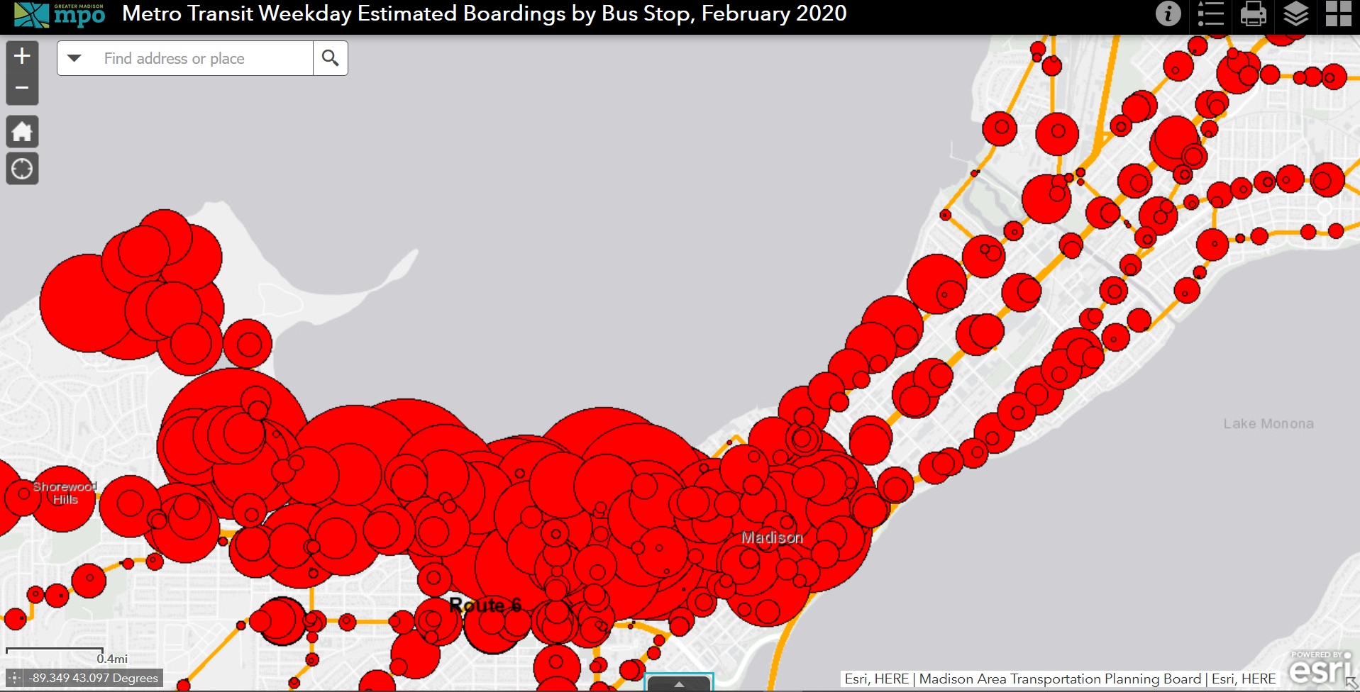 The “red dot map.” Screenshot from City of Madison Open Data Portal